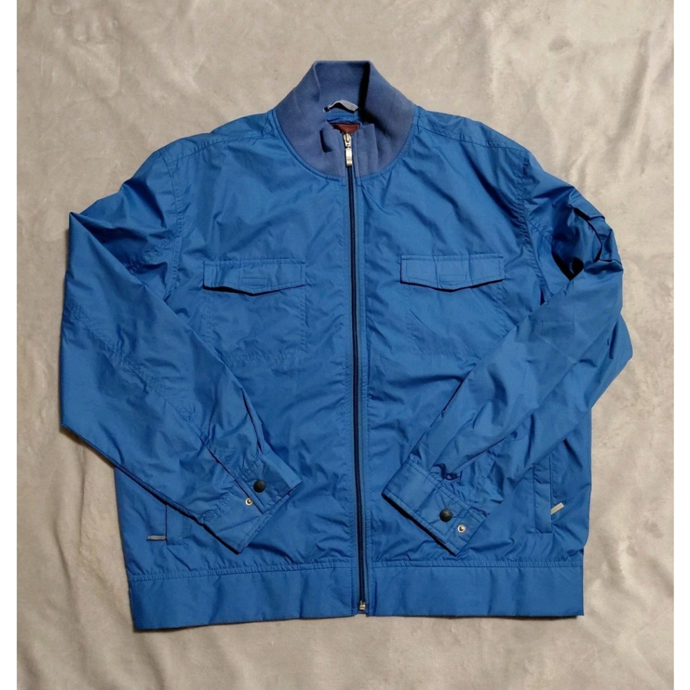 Tommy Bahama 18 Golf Blue Windbreaker Bomber Style Zip Up Jacket Mens Large